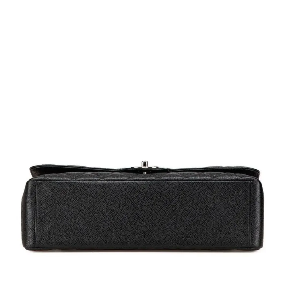 Chanel Matelasse Double Flap Caviar Skin Shoulder Bag Black